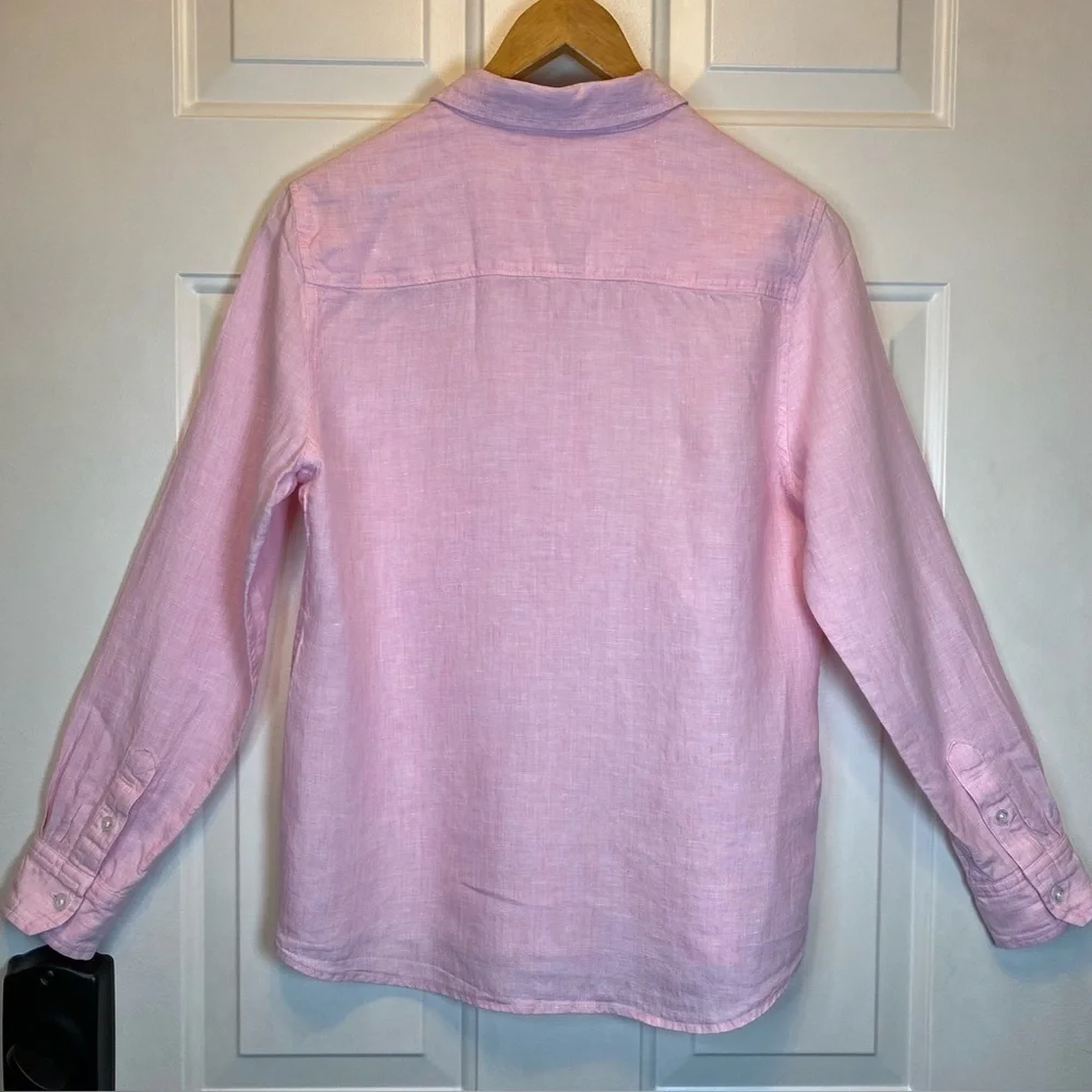 Tommy Bahama 100% Linen Pink Button-Up Shirt Blouse Long Sleeve Sz S/P - Picture 2 of 16